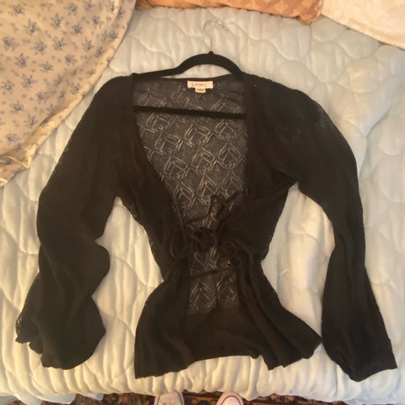 Ann Taylor loft open knit navy cardigan - Picture 1 of 3